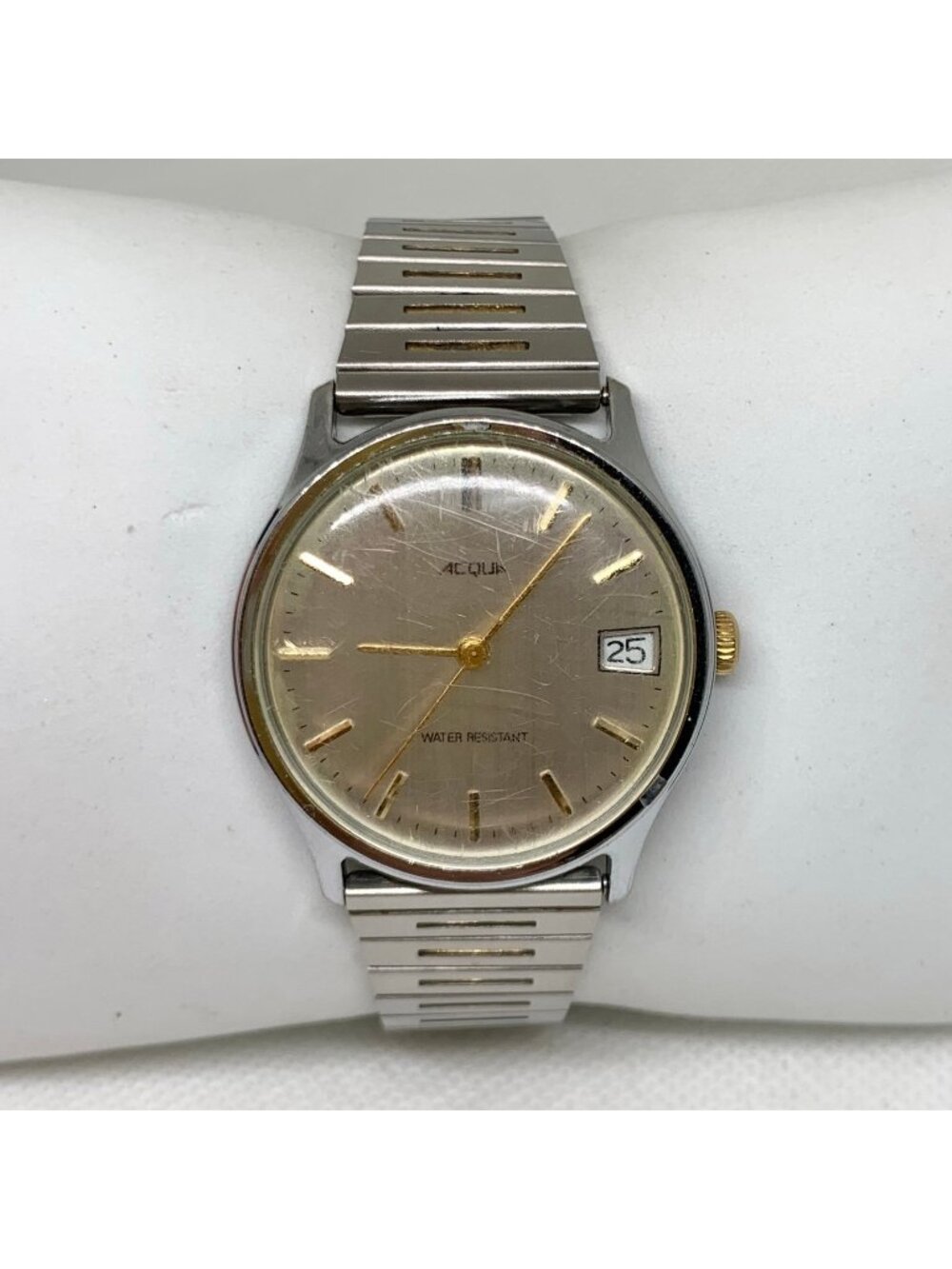 Vintage Acqua Mechanical Mens Watch 35mm two Tone manual wind up adjustable work